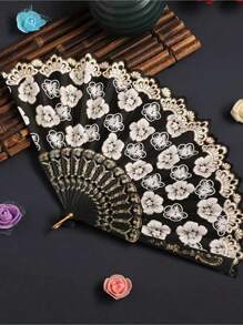 Abanico de mano plegable con diseño de flores de cerezo, diseño floral elegante, decoración festiva | Estilo tradicional chino | Abanico portátil de plástico duradero, adecuado para todos, Pascua, fiestas temáticas, Día de los Inocentes, actuaciones en el escenario, Acción de Gracias, Halloween, Navidad, Año Nuevo, mejor regalo de cumpleaños para parejas, amigos, vuelta al cole