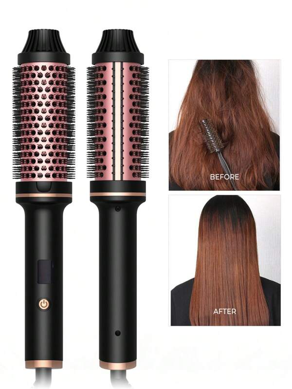 UKLISS Brosse bouclante chauffante en céramique et tourmaline fer à friser ionique, peigne volumisant, chauffe rapidement, double tension