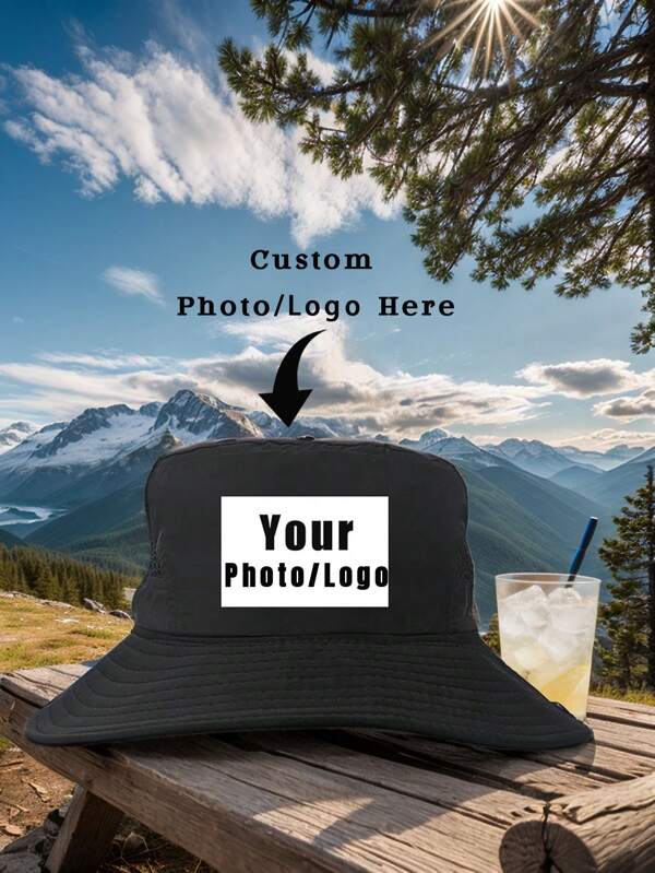SRH 1 Stück anpassbarer Fotoeimer Hut, modisches Design für Damen und Herren geeignet für Wandern, Camping, Reisen, Alltag, Abschluss, Hochzeit, ideales personalisiertes Camping-Zubehör für den Sommer, Geschenk für Feiertage