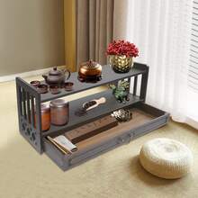 Altar Table With Storage, 2-Tier Meditation Table With Drawer, Floor Puja Table For Spiritual, Alter Cabinet For Witch Wiccan Buddhist Shrine Prayer Stand Riser Home Decor (Dark Walnut Color) - Màu óc chó sẫm - Xem 8