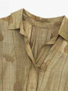 女士休闲前扣家居服套装，适合日常穿着、睡衣、春夏秋 - 棕色 - 查看 4