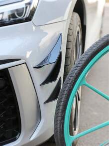 6Pcs Universal Carbon Fiber Car Fan Blades – Scratch Resistant Rubber Bumper Trim, Strong Adhesive Backing, No Paint Damage, Heat Waterproof Resistant, Front Shock Absorber Lip Diffuser Splitter Body Spoiler Decoration, Car Modification Accessories