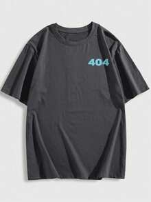 男士夏季数码印花圆领短袖休闲T恤 - 深灰色 - 查看 5
