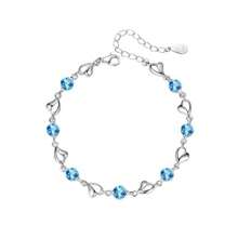 Disney 925 Sterling Silver Bracelet, Ocean Heart Bracelet, Simple Adjustable Bracelet Jewelry, Valentine's Day Gift, Holiday Gift