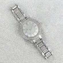 6 Piece Gorgeous,Fashion Jewelry Quartz Deluxe Set Treasure Tray Full Diamond Bracelet Quartz Watch And Cute Rhinestone Necklace, Earrings, Ring, Bracelet Accessory Set Suitable For Daily Wear, Back-To-School Season, Graduation Season, Friendship, Thanksgiving, Couples, The Best Gifts