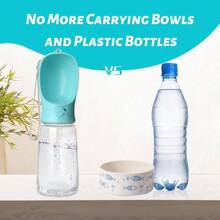 Bouteille d'eau pour chien de 550 ml/19 oz, distributeur d'eau portable pour animaux de compagnie étanche avec bol d'alimentation, convient pour la promenade en plein air, la randonnée, les voyages, en plastique (bleu/rose)