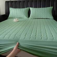 Waterproof Protective Cover With Elastic For Queen King Or Single Bed Mattress Quilted - 青檸色 - 查看 1