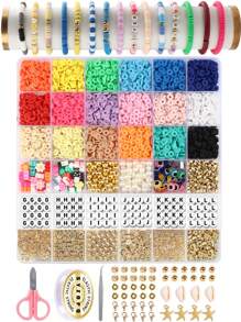 5400 Stücke Ton Perlen Sets Armband Perlen Sets mit Buchstaben Perlen Schmuckherstellungs Set Freundschaftsarmband Perlen für Schmuckherstellung Zubehör für Geburtstagsparty