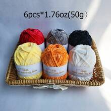 6球/包(50g*6=300g) 100%聚酯柔軟莎麻線適用於編織和針織，線長：480m(80m*6，87碼*6) - 彩色 - 查看 22