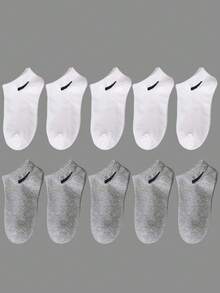 5/10/20 pares de calcetines cortos de unicolor negro/blanco/gris, de moda, unisex, simples, cómodos y versátiles, adecuados para uso diario - Multicolor - Ver 21