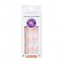 KISS ImPRESS No Glue Mani Press On Nails, French, 'Heroic', Light Neutral + White Tip French, Short Size, Squoval Shape, Includes 30 Nails, Prep Pad, Instructions Sheet, 1 Manicure Stick, 1 Mini File - 英勇 - 查看 1