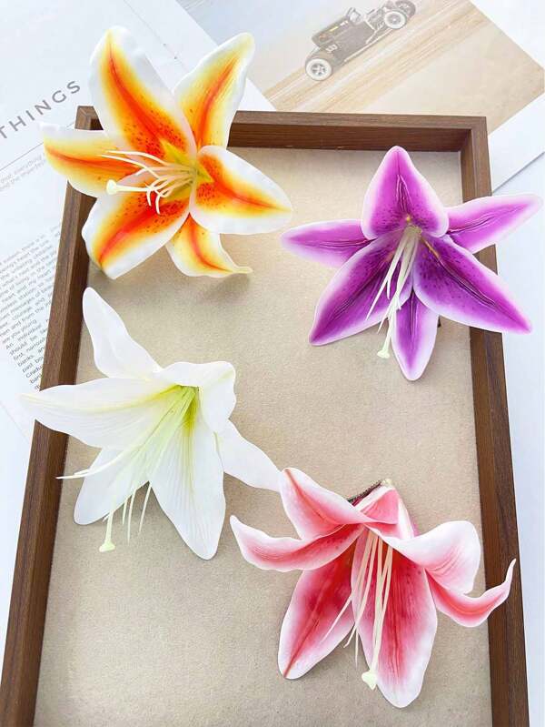 2 PCs Lily Flower Hair Clips Set, Bohemian Style Minimalist Fashion Resin Material Gradient Large Lily Flower Hair Clips, Suitable For Commuting, Travel, Daily Outfit Matching, Side Clip Hair Styling Accessories ,Summer Accessoires, Claw Clips, Hair Slide, Hair Claws
