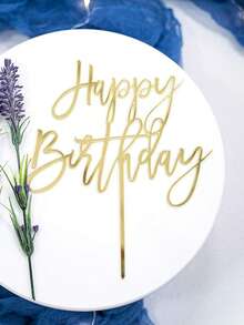 1pc/5pcs/10pcs Gold Happy Birthday Cake Topper - Gold Glitter Sign, Suitable For Anniversary Theme Party Cake Decorations - A - View 6