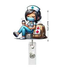 1 Nurse Themed Retractable ID Badge Scroll, Acrylic (PMMA) Material, Essentials For Nurses, Doctors, RN & LPN, Office Work Accessories, Gifts For Friends & Colleagues