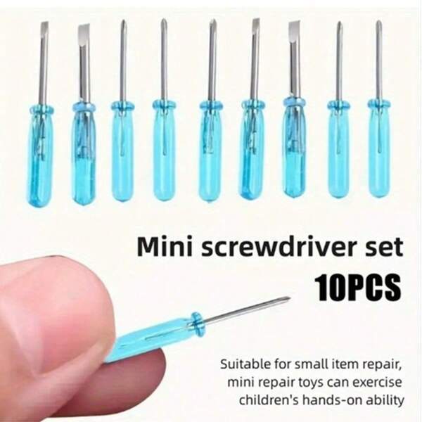 10pcs Blue Mini Screwdriver Set, Toy 2mm Cross Word Repair Tool, Suitable For Exercising Hands-On Ability Small Repair Tool, Crystal Screw Tool Halloween, Christmas, Thanksgiving Gift