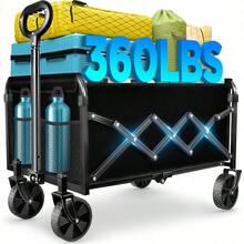 Wagons Carts Carro plegable con ruedas carro de playa con ruedas para arena deportes camping comestibles color negro - Negro-azul002 - Ver 1