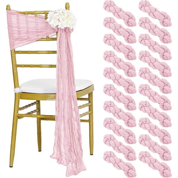 Fajines para sillas de gasa - Paquete de 20 cubiertas decorativas para sillas, para boda, recepción, fiesta, decoración de hotel (rosa claro)