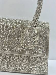 New European And American Cross-Border Fashion Simple Full Of Diamonds Banquet Chain Small Square Bag