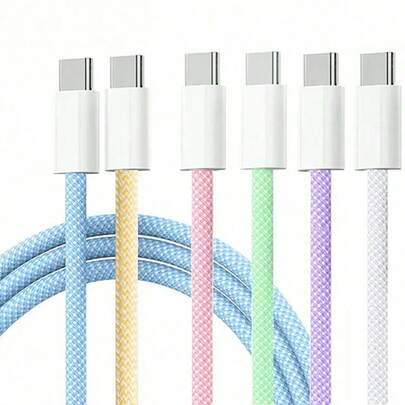 60W USB-C 转 Type-C 快充线，3.3 英尺/6.6 英尺/9.9 英尺可选，尼龙编织快充 Type-C 转 C 数据线，兼容 17/17 Air/17 Pro/17 Pro Max/iPad Pro/Air，手机充电线兼容三星 Galaxy S25 S24 S23 S22 S21 S20
