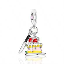 tiantianxue 1 Stück versilberte Tortenbesteck, Schere, Maßband, Kleid, Auto-Schlüssel 2-in-1 Anhänger, geeignet für Damen Armband/Fußkettchen/Halskette zum Selbermachen von Schmuck, Valentinstags Geschenk, modisches Accessoire für den Alltag
