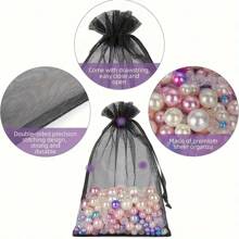 50pcs Black Organza Drawstring Bags, Durable Nylon Packaging Bags For Jewelry, Holiday, Wedding Gifts And Christmas Presents, No Power Supply Needed