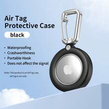 升级防水 Airtags 支架，带 Apple Airtags 钥匙扣，硬质 PC Air Tag 外壳，防刮防震 AirTag 支架，男女钥匙扣和钥匙链，狗套、车钥匙套、行李箱套 - 黑色 - 查看 2