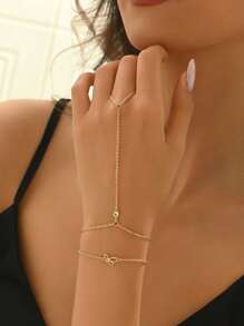 1 pieza Pulsera con anillo de cadena fina minimalista y de moda, joyería de novia de moda para mujer