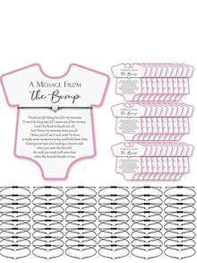 10 套/20 件婴儿送礼会礼物，可爱心形手链 + 愿望卡，适合婴儿送礼会、性别揭秘派对礼物 - 粉色 - 查看 2