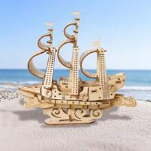 1 szt. 3D Kreatywność Ocean Żaglowiec Puzzle, DIY Ocean Theme Drewniany Model Puzzle - 3D Żaglowiec Łamigłówka, Odpowiednie dla Hobbystów I Kolekcjonerów, Ocean Decor | Żywy Wyświetlacz | Angażująca Aktywność DIY, Model Statek Puzzle Z 82 Elementami, Poziom Trudności 3 Gwiazdki, Lepsze Z Klejem, Wystrój Domu