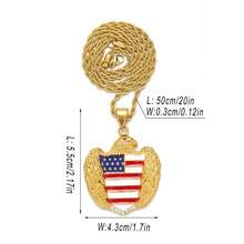 五角星、盾牌和鹰旗吊坠项链，美国独立日男女礼物，滴油镶嵌水钻
