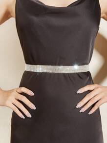 1pc Women's Rhinestone Decor Heavy Chain Waist Belt Fall, Autumn, Halloween