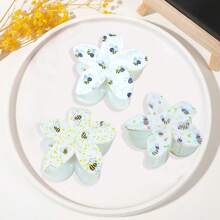 1pc Fashionable Floral & Bee Print Hair Clip - Y2K Style Chic Hair Accessory, Cute Flower Hair Clip For Women, Durable Resin Flower Hair Barrette, Ladies Summer Hair Clip Fashion Hair Accessories Flower Claw Clips
