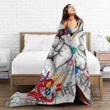 Kawss Kawaii Kaw Flannel Blanket Super Soft And Comfortable Print Blanket Lightweight Four Seasons Double-Layer Blanket Suitable For Sofa Bedroom Bedding - 黑色 - 查看 5