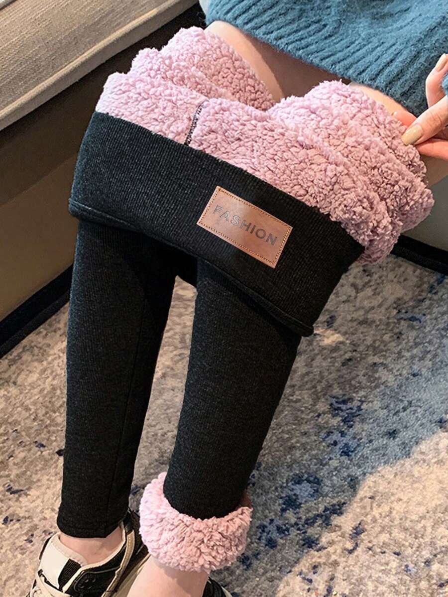 冬季加厚保暖紧身裤，带有云朵图案