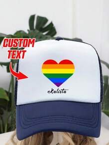 Șapcă de baseball personalizată imprimabilă cu text/nume, 1 buc., cu imprimeu floral al lunii mândriei, pălărie unisex pentru șofer de camion, potrivită pentru petrecere, festival, aniversare