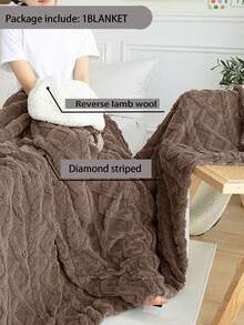 1 Chăn hai lớp Polyester Sherpa, Chăn hai lớp họa tiết gợn sóng màu trơn (Không có ruột), Phù hợp với mọi mùa, Ấm áp và mềm mại, Chăn ngủ đơn giản và thời trang, Dùng cho phòng ngủ, ghế sofa, văn phòng, giường sofa - Cà phê nâu - Xem 6