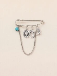 1pc Multi-Functional Brooch Pin, Turtle, Shell, Sea Star, Jellyfish, Hat, Cactus, High Heel Design, Fashionable Clothing Accessory