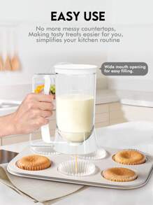 1 pièce Distributeur de pâte à crêpes avec étiquette de mesure, outil de cuisson pour des crêpes, muffins, gaufres et gâteaux parfaits