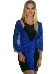 Metallic Glitter Shawl Wrap For Evening Dresses And Weddings - Royal Blue - View 6