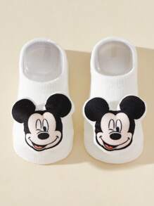 1 Paar Kleinkind Anti-Rutsch Baumwollsocken, weiß mit Punkten, Indoor Krabbel-/Laufsocken für Babys und Kleinkind