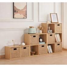 Set Of 2 Wicker Basket, Woven Storage Baskets For Shelves With Handles Foldable Cube Storage Baskets Bins, 9 Inch - Brown - View 5