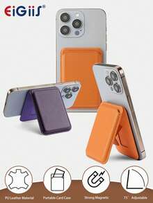 EIGIIS 1 件适用于 的二合一磁性卡夹钱包，轻质磁性手机钱包支架，可调节皮革磁性卡夹适用于 16/15/14/13 系列等，可容纳 3 张卡，简约纤薄的磁性卡夹，送给朋友家人的完美礼物 - 多色-2 - 查看 2