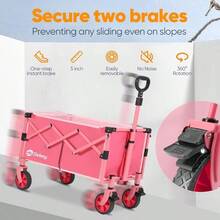 Carro plegable con frenos con capacidad de 200 libras carro ligero de utilidad carrito de compras plegable para camping deportes y día festivo. Rosa - BarbieRosa - Ver 6