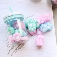 18 Stücke/Packung Katzen Pfoten geformte Textmarker Radiergummis, mehrfarbig, verspieltes Design Bleistift Radiergummis, geeignet für Klassenzimmer, Partytüten, Schule & Heim Belohnungen, Schulmaterial, Rückkehr zur Schule