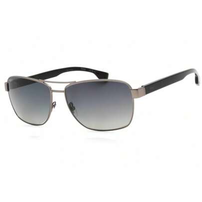 Mens Rectangular Matte Dark Ruthenium Sunglasses With Grey Sf Polarized Lens  BOSS 1559/O/S 0R80 WJ
