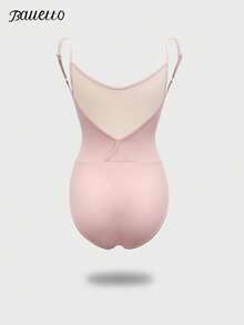 balletto Adjustable Strap Workout Leotard For Women, Adult Students, And Ballet Dancers, High Cut, Backless, Tight-Fitting Gymnastics Costume - Dusty Pink - View 5