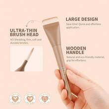 Docolor Flat Foundation Brush And Makeup Spatula Set, Thin Liquid Foundation Brushes Dual Edged Spatula Brush Makeup Korean Foundation Brush For Blending, Cream, Thin Makeup Brush &Make Up Spatula - 卡其色 - 查看 3
