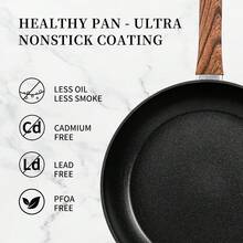 Innwewell 11 Inch Nonstick Frying Pan, Non Stick Frying Pan Large Skillet Pan Omelette Chef's Pan, Induction Compatible, No Toxic & PFOA Free, Black - 黑色 - 查看 6