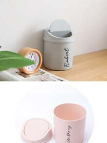 1pc Customized Mini Desktop Trash Can With Rotating Lid, Micro Rotating Top Trash Can, Home Mini Trash Can, 5l Large Capacity, Solid Material, Convenient And Easy To Use, Can Be Placed On Bedside Tables, Dressing Tables, Desks, Living Rooms, Bathrooms, Kitchens, Dormitories And Other Places, A Must-Have For Home, A Must-Have For The Back-To-School Season (Multiple Colors Available)