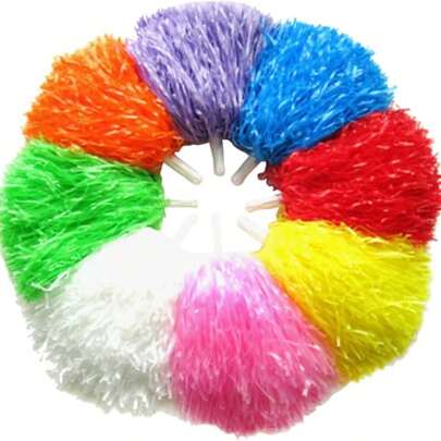 1pc Plastic Cheerleader Pom Pom With Handle, Team Spirit Cheer Flower Ball For Party, Dance, Cheering Performances
